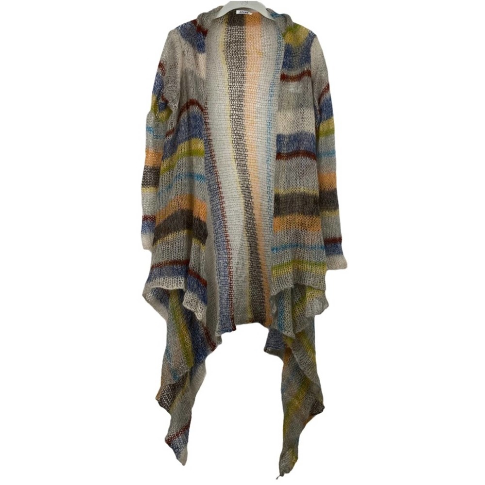Longline Loose Knit Serape Stripe Cardigan XS/S Sweater Artsy Western Boho
